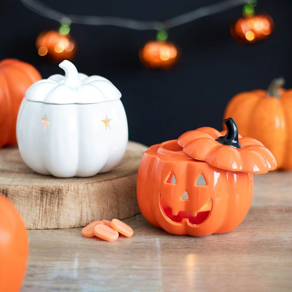 image 1 of Something Different Ceramic Pumpkin Oil Burner - White - One Size