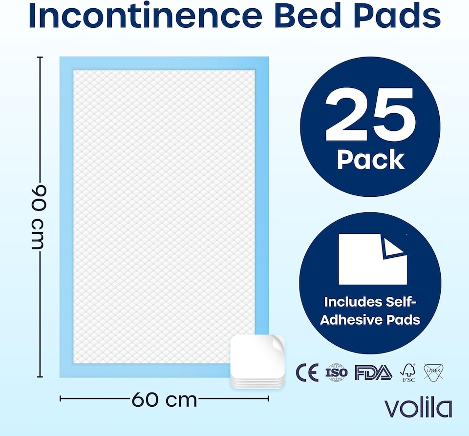 image 1 of Incontinence Bed Pads - Triple Layer Highly Absorbent (25pack) | Blue | Blue - 25 pack | 25