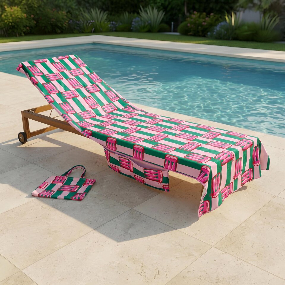 image 1 of OHS Stripes Beach Towel with Bag Quick Dry Absorbent Travel Spa