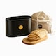 image 1 of Cooks Professional Ribbed Bread Bin, Linen Bag & Bamboo Board Set with Gold Label | Black | Black & Gold | 1