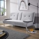 image 1 of Double Sofa Bed Folding Chair Armrests Grey Crushed Velvet Metal Legs Couch