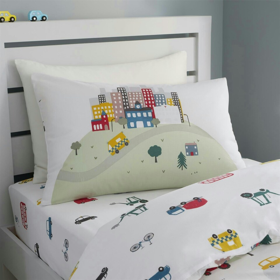 image 1 of Transport Cotton Reversible Duvet Cover Set | White