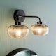 image 3 of ValueLights Amaia Matte Black IP44 Rated 2 Way Smoked Ribbed Glass Wall Light