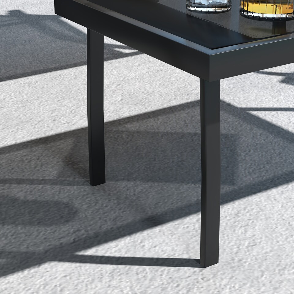 image 1 of Outsunny 4 Pcs Curved Steel Outdoor Furniture Set w Loveseat, 2 Texteline Seats, Glass Top Table Garden Balcony Patio Furniture For Family Party Events Guests Beige