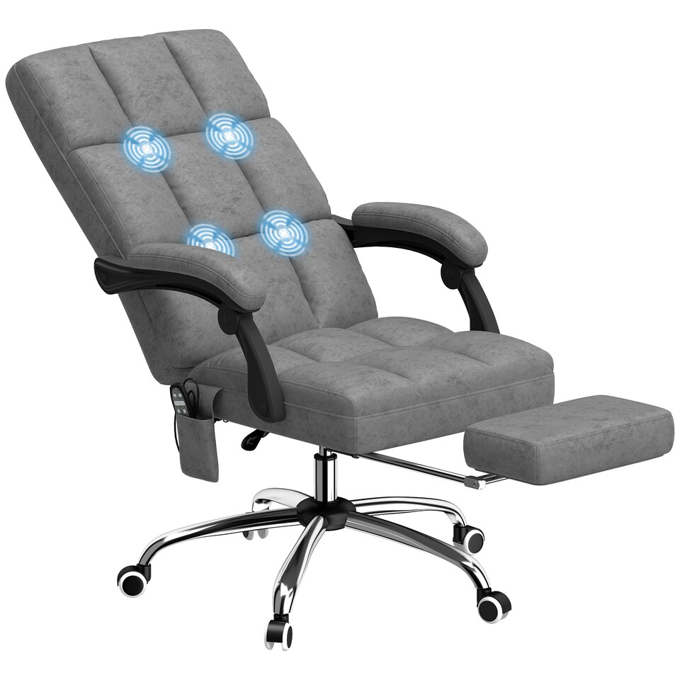 image 1 of Vinsetto Massage Office Chair, Ergonomic Desk Chair, Comfy Work Study Chair with Heat, Padded Seat, 135 Reclining Back and Footrest for Home Office, Charcoal Grey