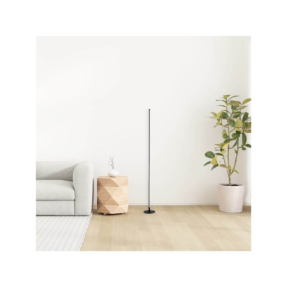 image 1 of Modern Sleek Stick Style LED Standard Floor Lamp in Matt Black with Foot Dimmer | Black