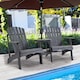 image 2 of Outsunny Wooden Outdoor Double Adirondack Chair with Table Dark Grey