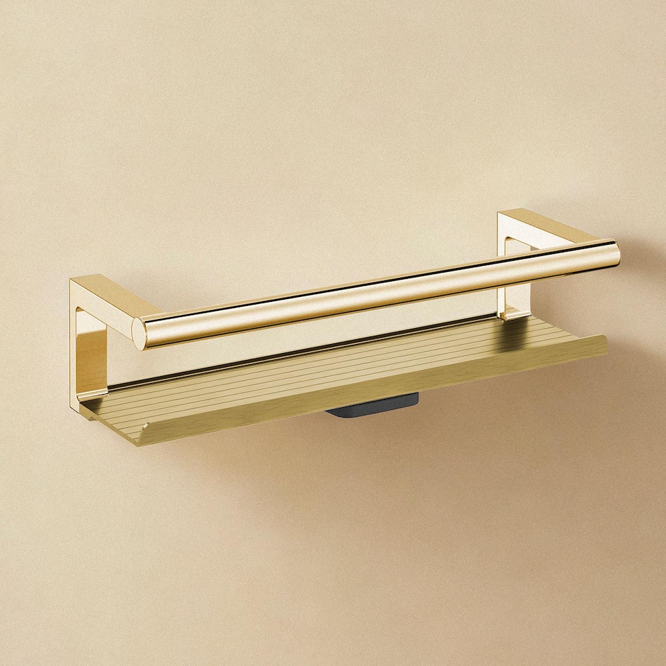 image 1 of COSMIC Bathroom Shelf, Organizer, Glass Wiper, Gold, Architect S+ Collection