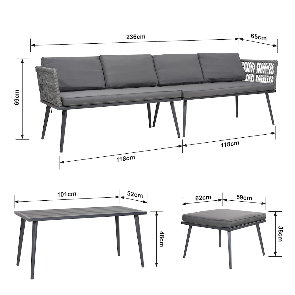 image 1 of Groundlevel The Hamilton 4 Piece Outdoor Furniture Set Outdoor Patio Sofa And Table