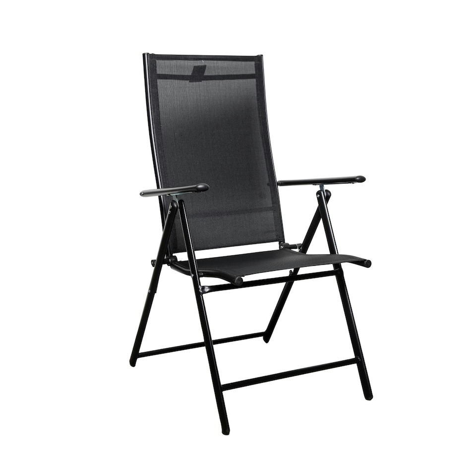 image 1 of Outdoor Garden Patio Multi Position Reclining Folding Chair in Black