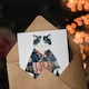 image 3 of Cat Lover Cute Pet in Blue Floral Japanese Kimono Birthday Card