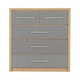 image 3 of Seville 3+2 Drawer Chest - L39.5 x W85 x H110.5 cm - Grey High Gloss/Light Oak Effect Veneer