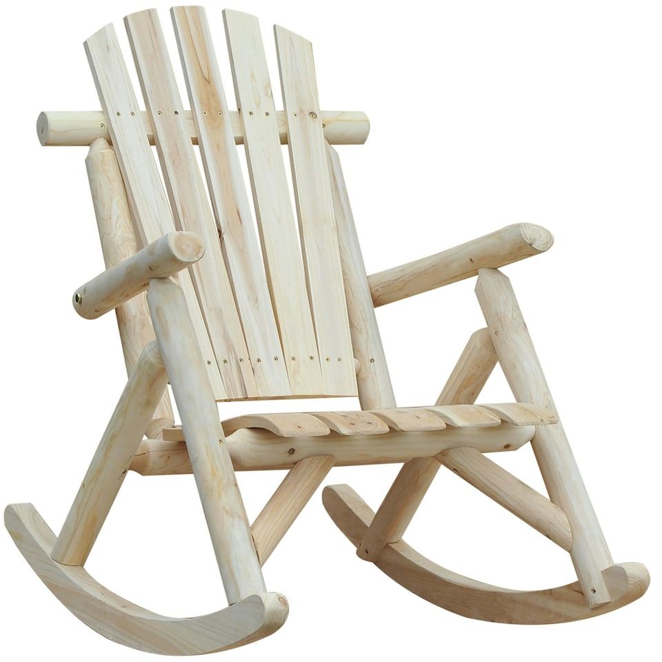 image 1 of Outsunny Wooden Rocking Chair Lounger Relaxing Balcony Garden Seat