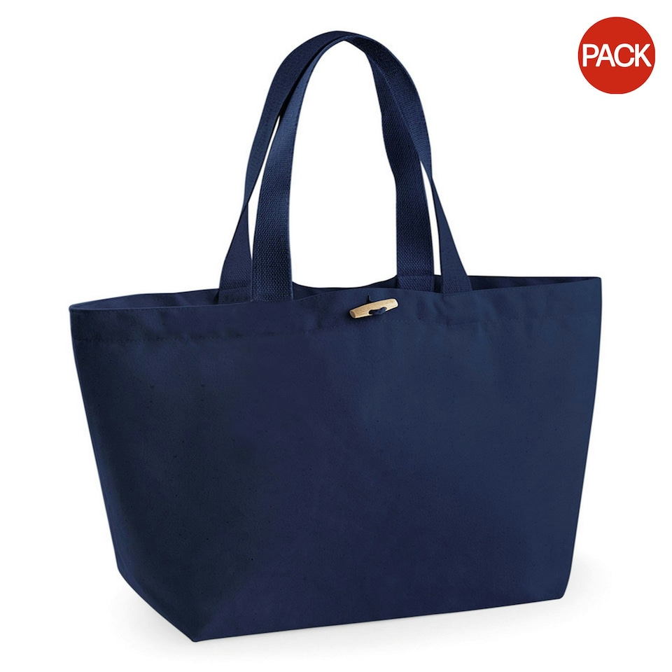 image 1 of Westford Mill Organic Marina Tote Shopping Bag (20L) (Pack of 2) - French Navy - One Size Blue