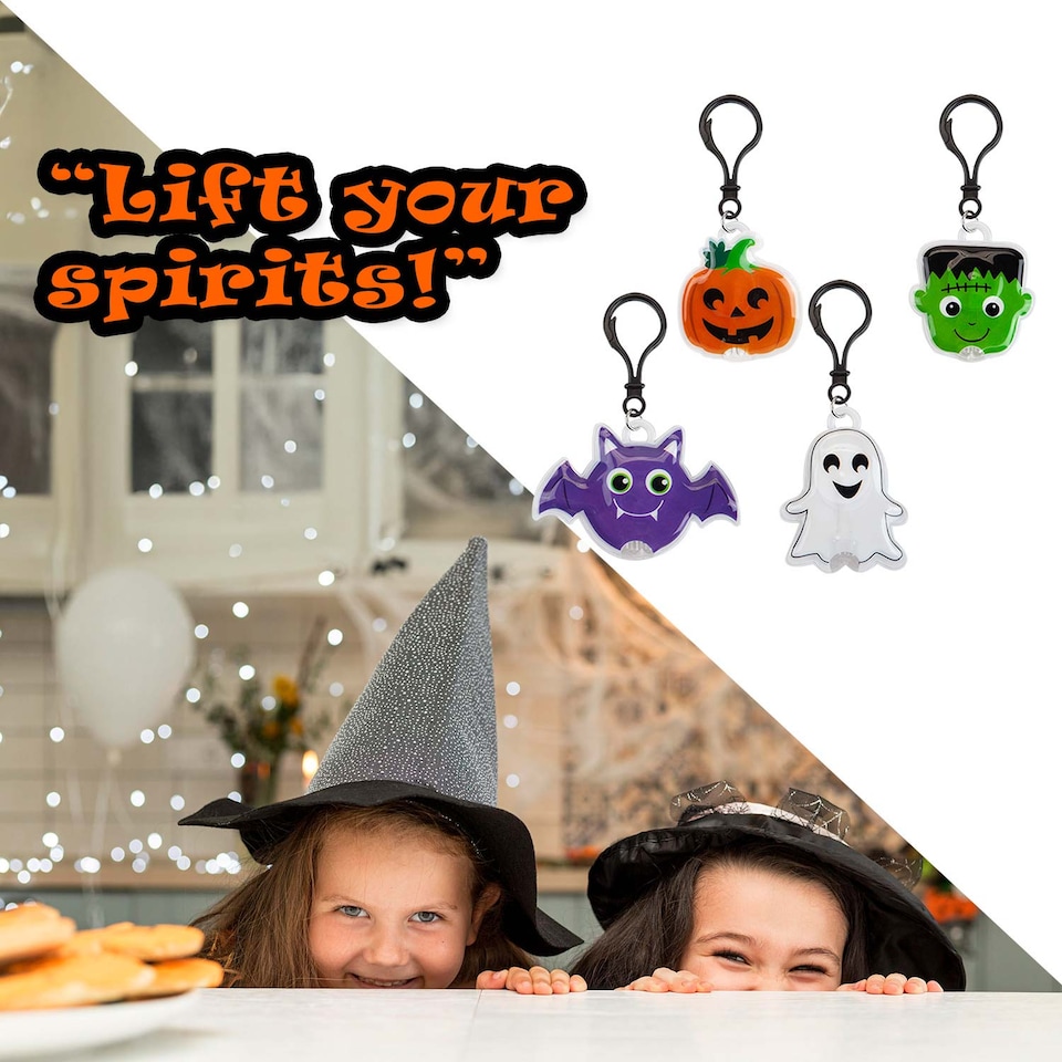 image 1 of vfm-estore Halloween Clip-On Light - 1 Piece Mystery Bag, Bat Frankie Pumpkin or Ghost