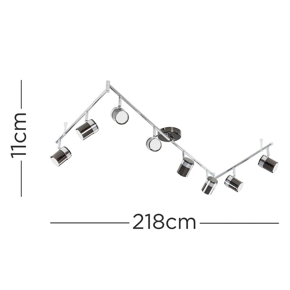 image 1 of ValueLights Rosie 8 Way Flexi Z Spot Light Black Chrome & Chrome | Black