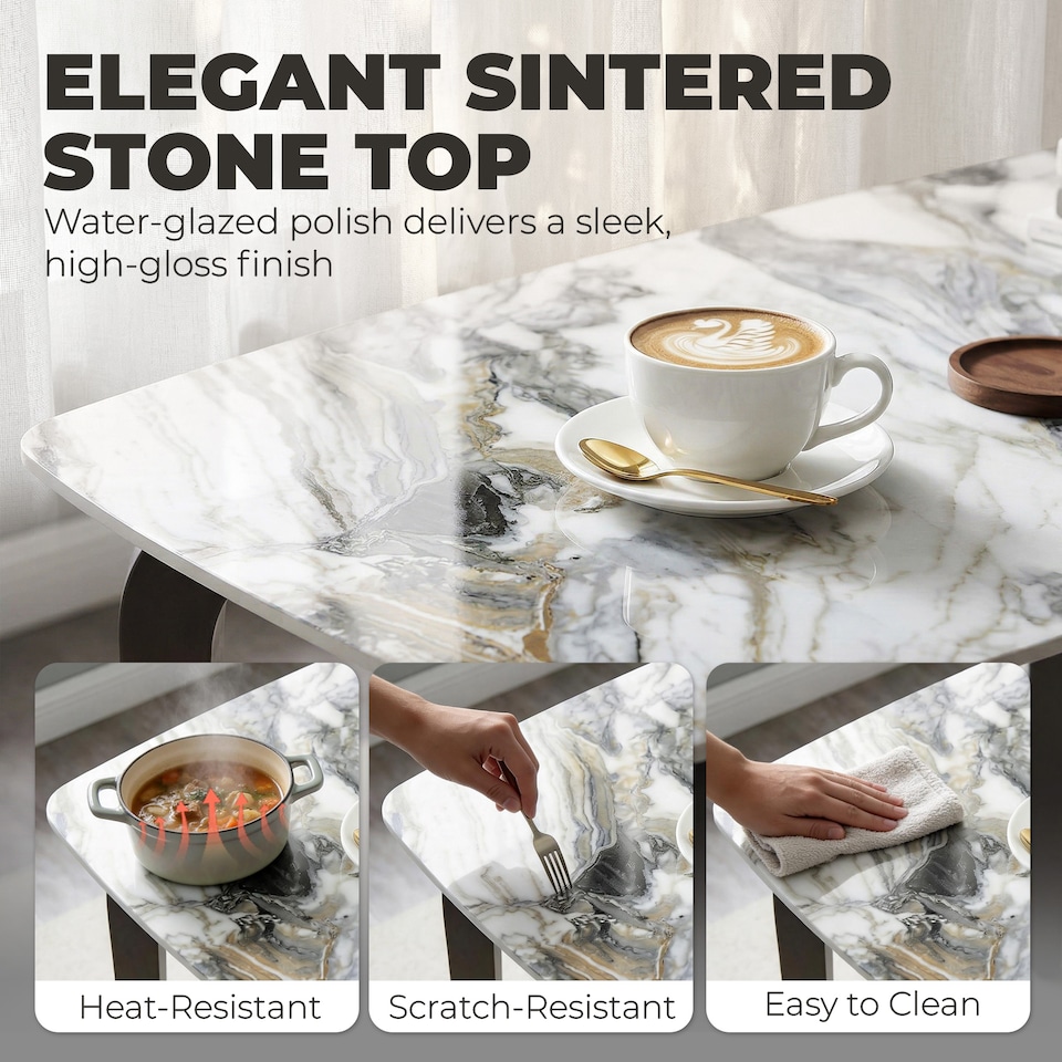 image 1 of HOMCOM Dining Table for 4, Kitchen Table with Sintered Stone Tabletop