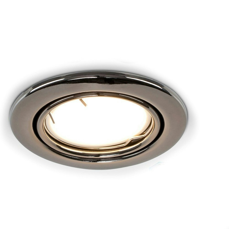 image 1 of ValueLights Pack of 6 Fire Rated Black Chrome Tiltable GU10 Recessed Ceiling Downlights 5w LED Bulbs 6500K Cool White