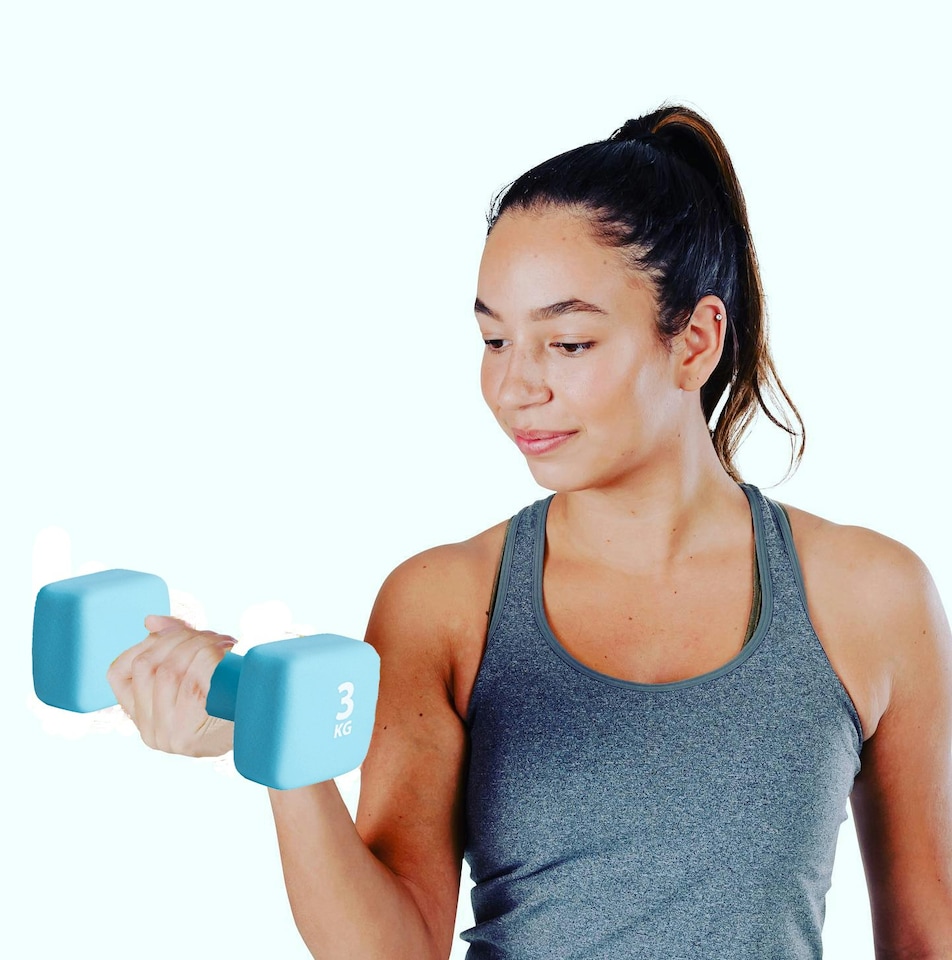 image 1 of Neoprene Coated Dumbbell Set (2 x 3kg)