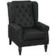 image 1 of HOMCOM Accent Chair Wingback Armchair Retro Tufted Club Wood Fabric, Black Black