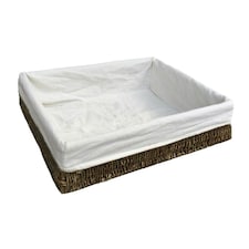 Large Lined Rectangular Seagrass Tray Brown | Brown