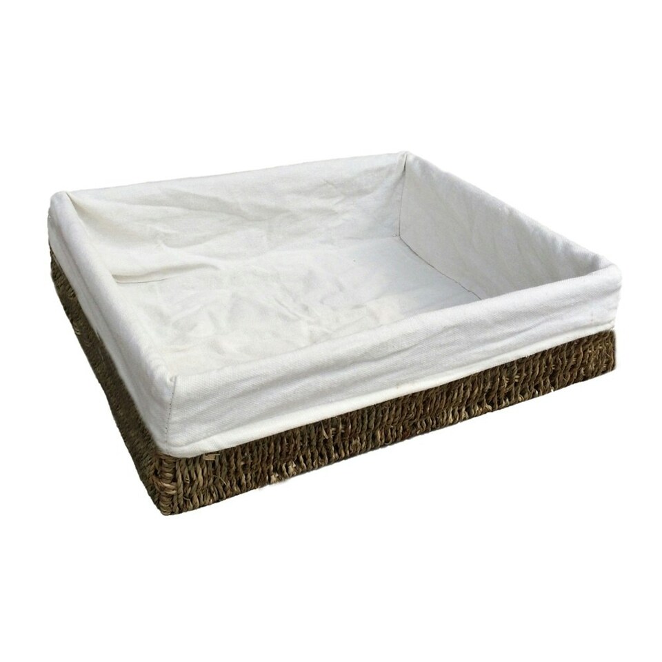 Large Lined Rectangular Seagrass Tray Brown | Brown