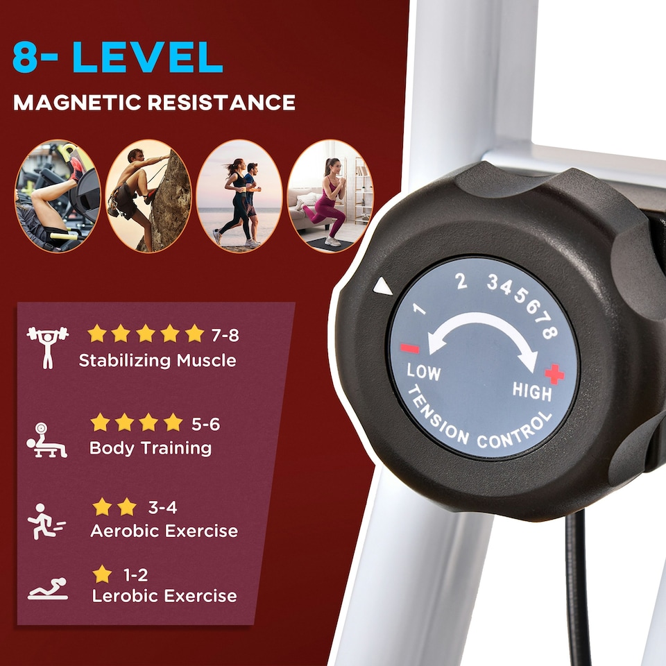 image 1 of HOMCOM Magnetic Resistance Exercise Bike Foldable LCD Adjustable Seat