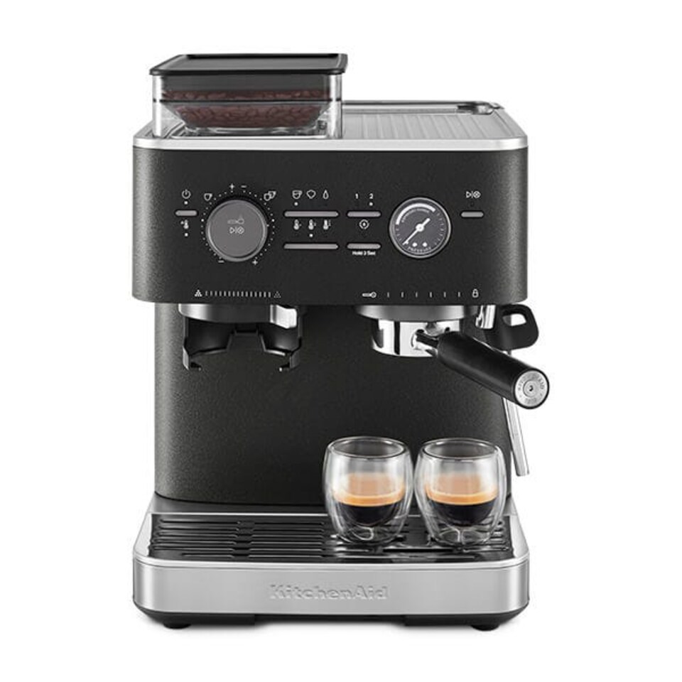 image 1 of KitchenAid Semi Automatic Espresso Machine with Burr Grinder Cast Iron Black
