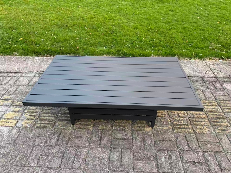 image 1 of Fimous Aluminium Garden Furniture Sets 9 Seater Outdoor Sofa Set with Adjustable Rising Lifting Dining Table 2 Chairs 4 Footstools 2 Side Tables