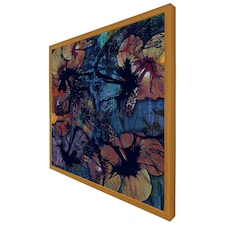 Grunge flower print (Picture Frame) Brown | Oak | S