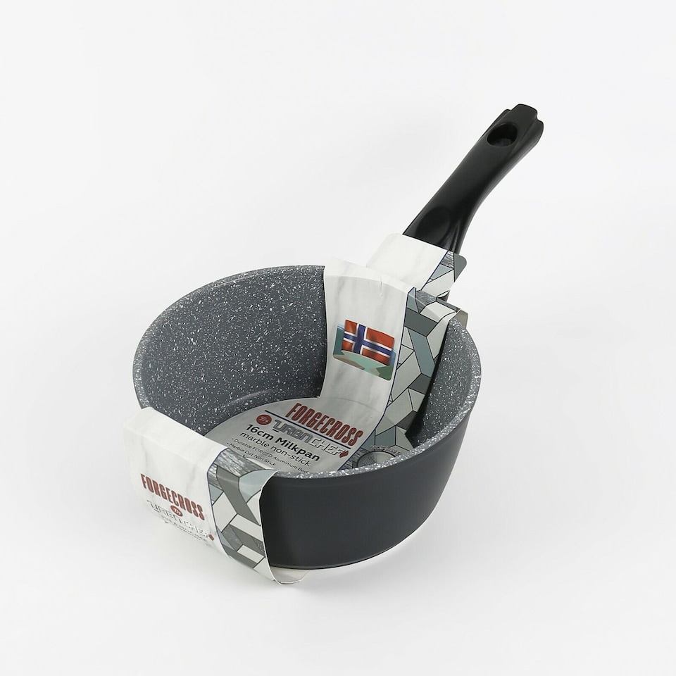 image 1 of Forgecross 16cm Non-Stick Aluminium Milk Pan (Black)