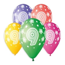 Assorted Colour Cosmic Stars Age 9 Latex Balloons 33cm / 13 in - Pack of 6