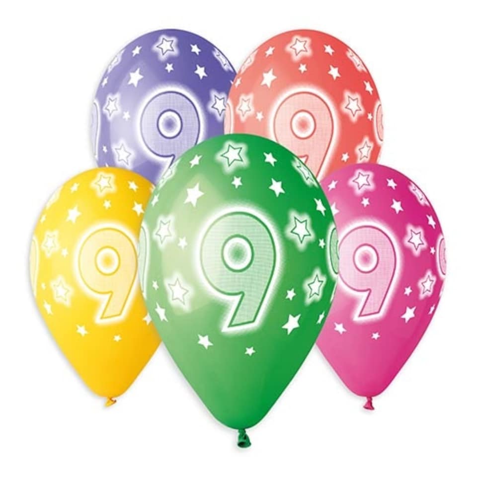 image 1 of Assorted Colour Cosmic Stars Age 9 Latex Balloons 33cm / 13 in - Pack of 6