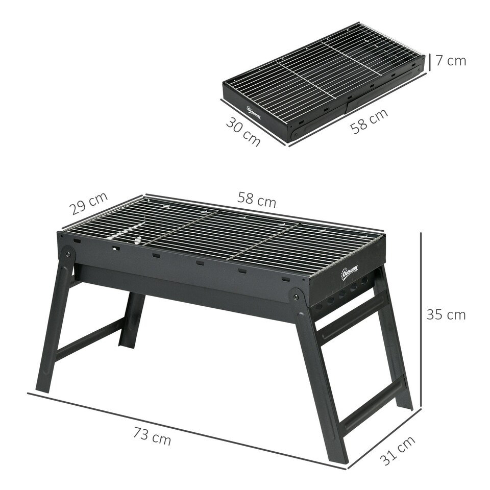 image 1 of Outsunny Portable Charcoal Grill with Pull-Out Charcoal Basin