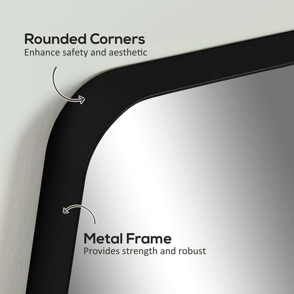 image 1 of HOMCOM 70cm Rectangle Mirror, Wall Mirror for Bathroom, Black