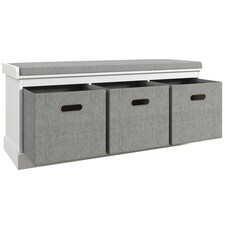 HOMCOM Shoe Bench with Seat, Shoe Storage Bench Fabric Drawers, Grey White