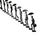 image 4 of Urban Journey Metal Wall Art | Figures Climbing Stairs with Umbrellas | Modern Silhouette Decor for Indoor & Outdoor Use Right to Left Orientation