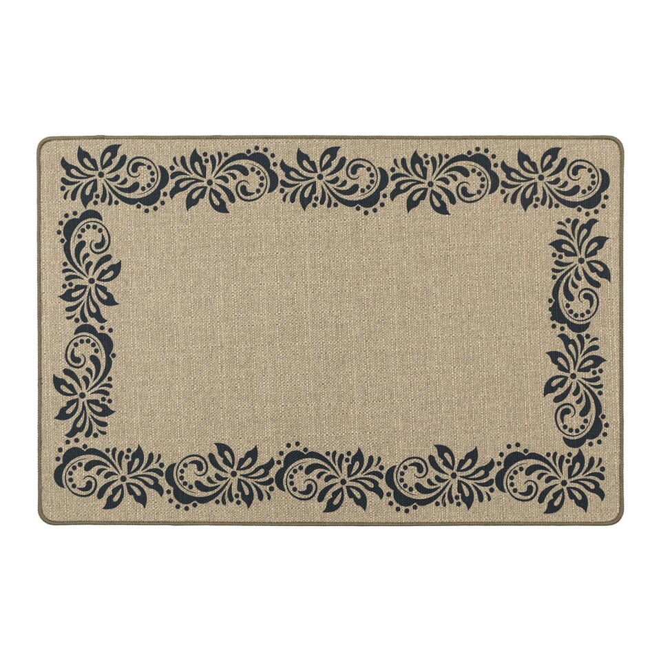 image 1 of JVL Elegance Machine Washable Entrance Doormat, 50x75cm - Scroll Border