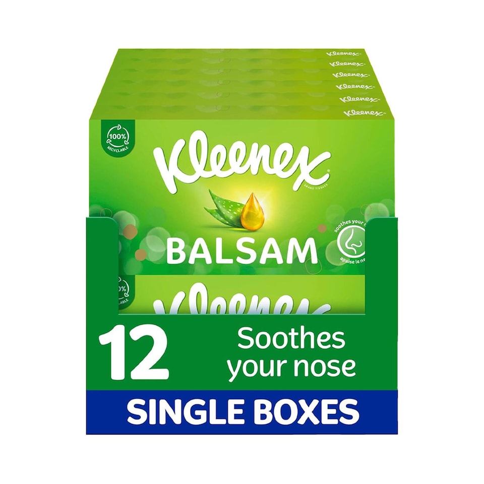 image 1 of Kleenex Facial Tissues of Balsam with Aloe vera, 12 x 64 Sheets( 768 Tissues) | White | 1 Pack | 1