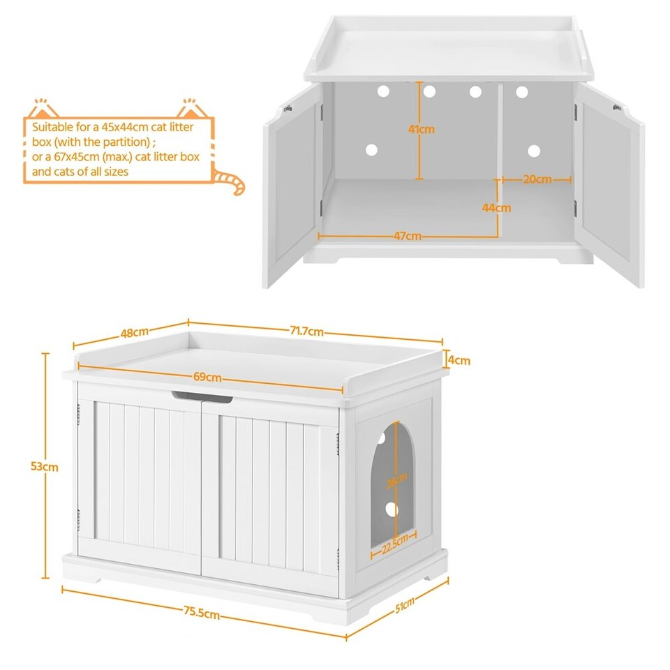 image 1 of Yaheetech Cat Decorative Litter Box White | One Size