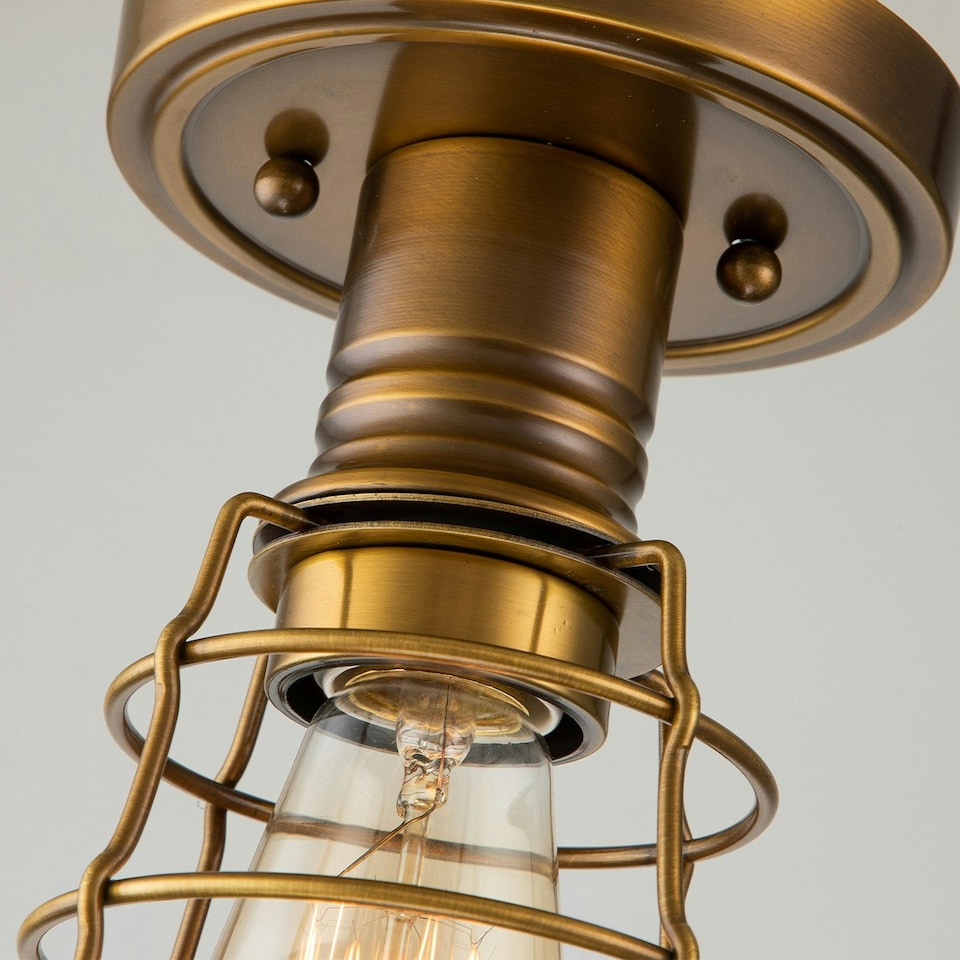 image 1 of Quoizel Mixon Semi Flush Ceiling Light Weathered Brass