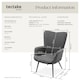 image 6 of Armchair Hygge - padded, armrests and ergonomic backrest, 150 kg load capacity | Grey | Wide cord anthracite/black | One Size | 1