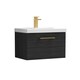 image 1 of Balterley Wall Hung Bathroom 1 Drawer Vanity Unit and 1 Tap Hole Ceramic Basin, with Handle | Black | Charcoal Black