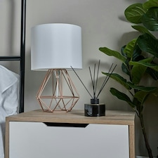 ValueLights Angus Copper Geometric Table Lamp with LED Bulb Copper