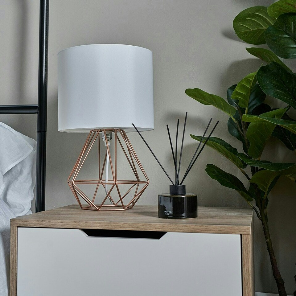 image 1 of ValueLights Angus Copper Geometric Table Lamp with LED Bulb Copper