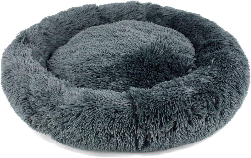 image 1 of Actiaspet Fluffy Donut Pet Bed Washable Dog & Cat Bed Multiple Sizes (Dark Grey, Large)