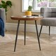 image 3 of Small Coffee Table Round Rustic Solid Mango Wood Living Room Furniture Unit Brown