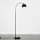 image 2 of ValueLights Curva Black Floor Lamp With Gloss Black Metal Dome Shade Black