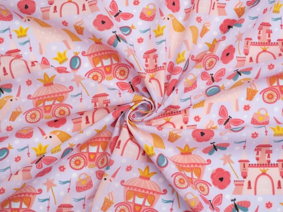 Purple Printed Polycotton Fabric for Dressmaking, 110cm / 43" Wide - per metre