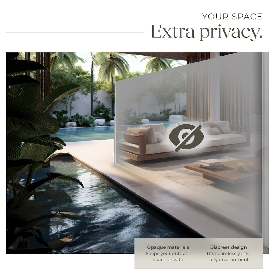 image 1 of Garden Privacy Screen with retractable side awning and aluminium casing | Grey | grey | 1